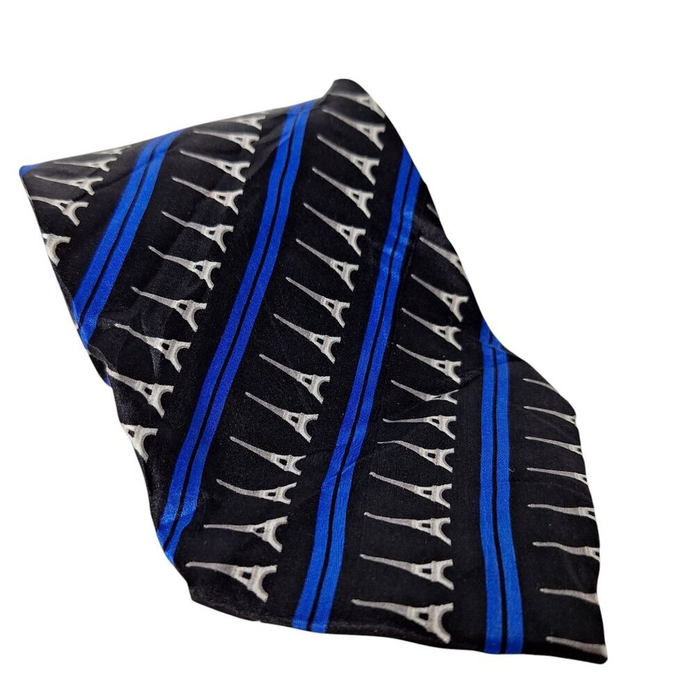 Robin Ruth Eiffel Tower Print Silk Necktie - image 1